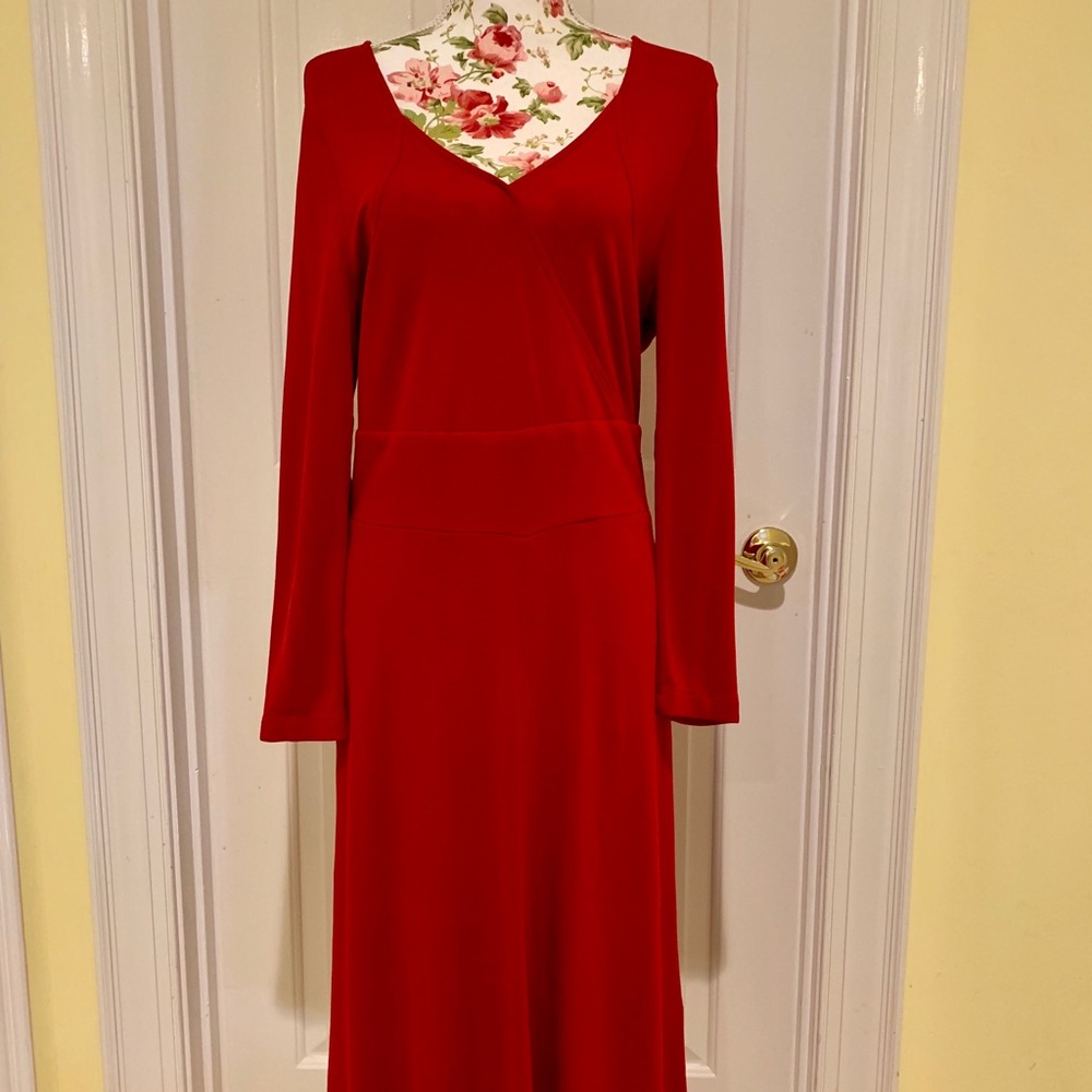 Talbots Red long sleeve dress size 8 Petite